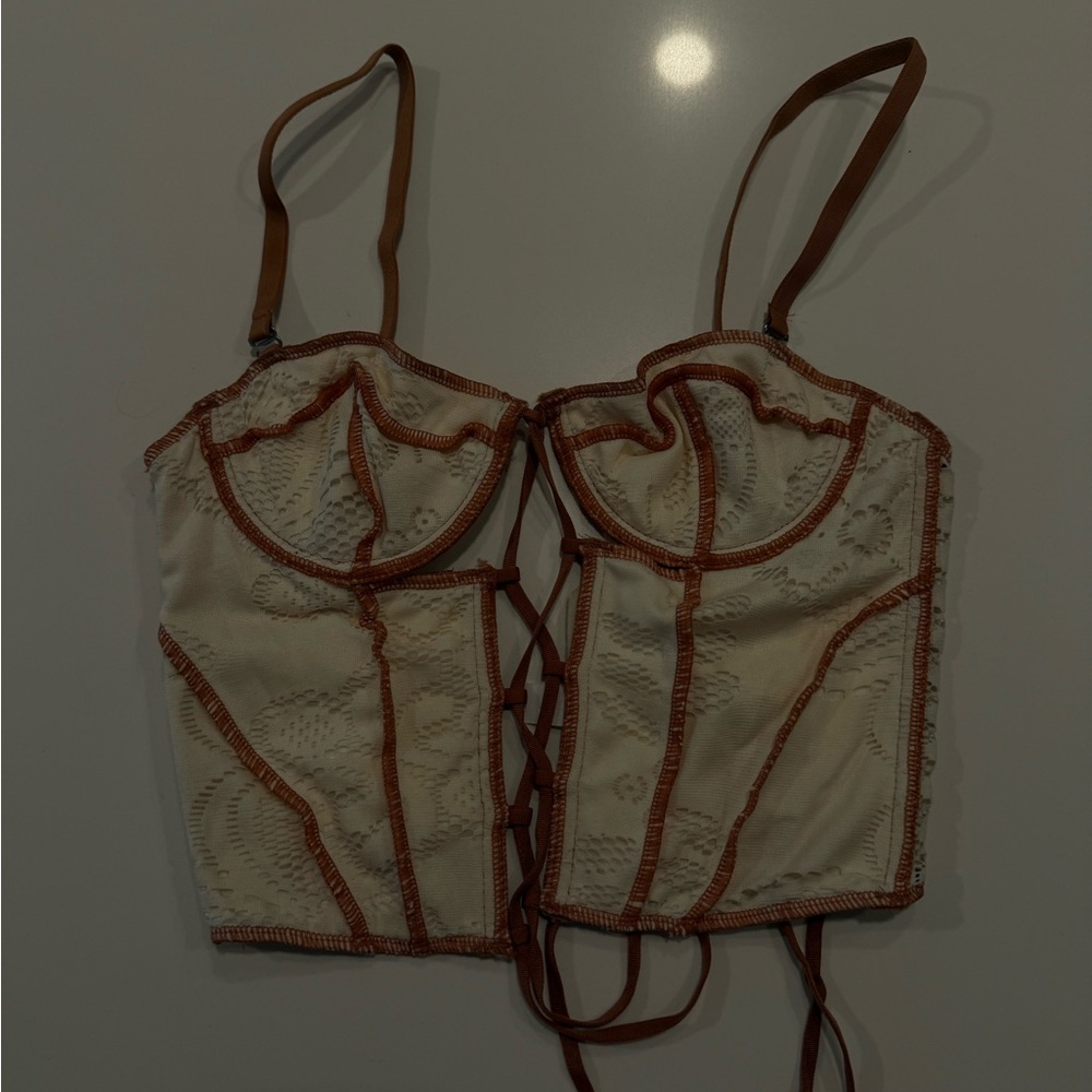 Urban Outfitters Brown Sleeveless Bustier Bodysuit